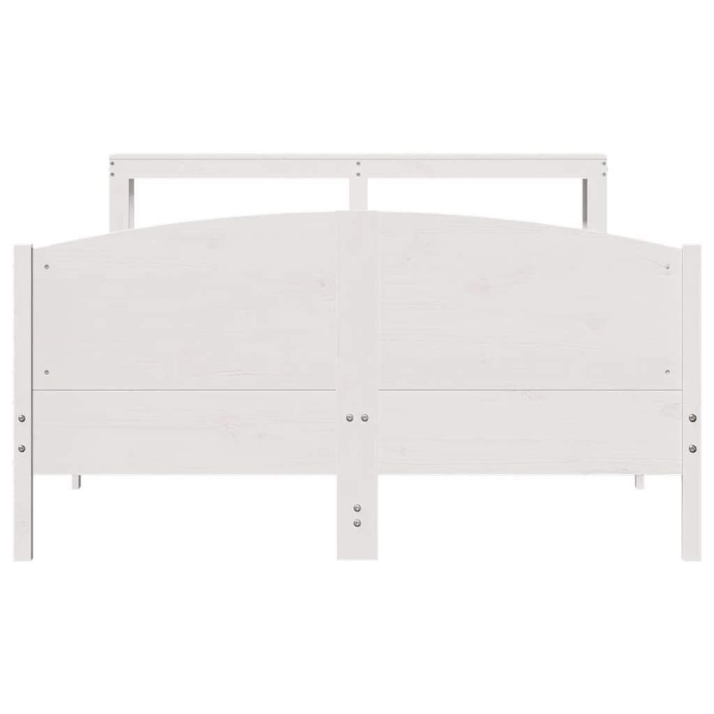 Bed Frame without Mattress White 135x190 cm Double Solid Wood Pine