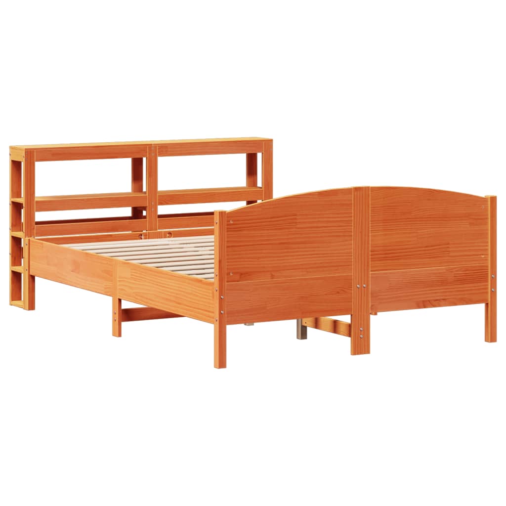 Bed Frame without Mattress Wax Brown 135x190 cm Double Solid Wood Pine