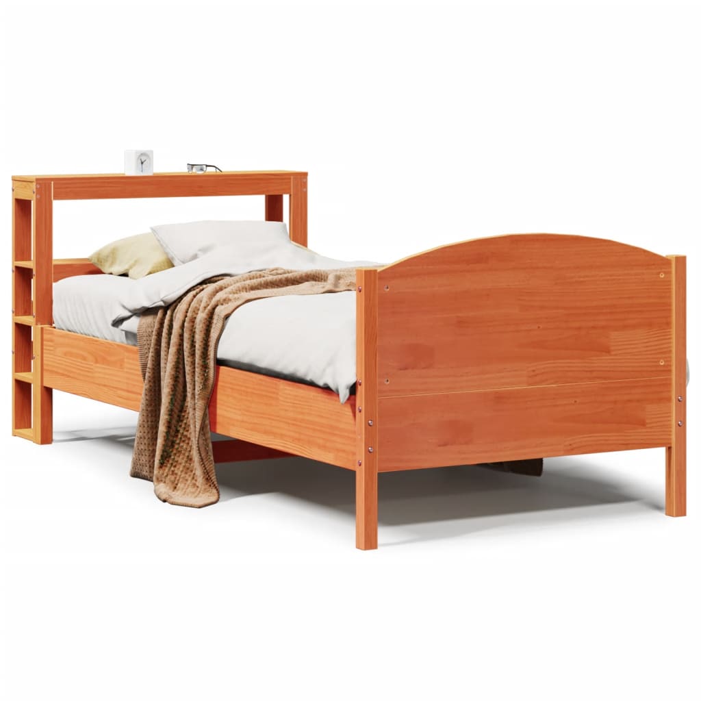 Bed Frame without Mattress Wax Brown 100x200 cm Solid Wood Pine