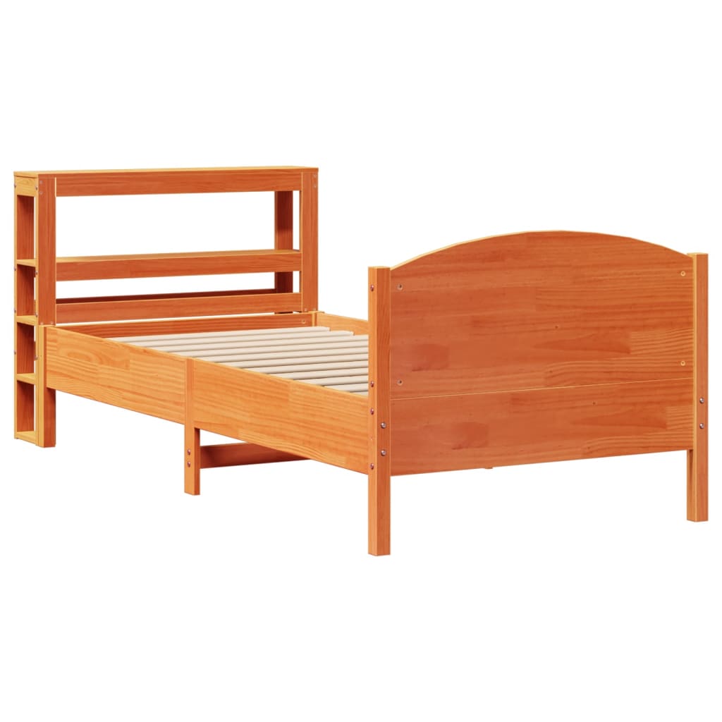 Bed Frame without Mattress Wax Brown 90x200 cm Solid Wood Pine