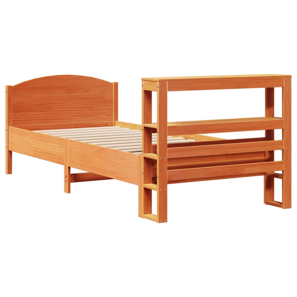 Bed Frame without Mattress Wax Brown 90x200 cm Solid Wood Pine