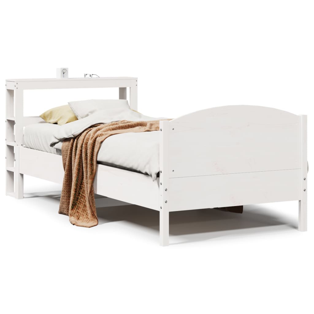 Bed Frame without Mattress White 75x190 cm Small Single Solid Wood Pine