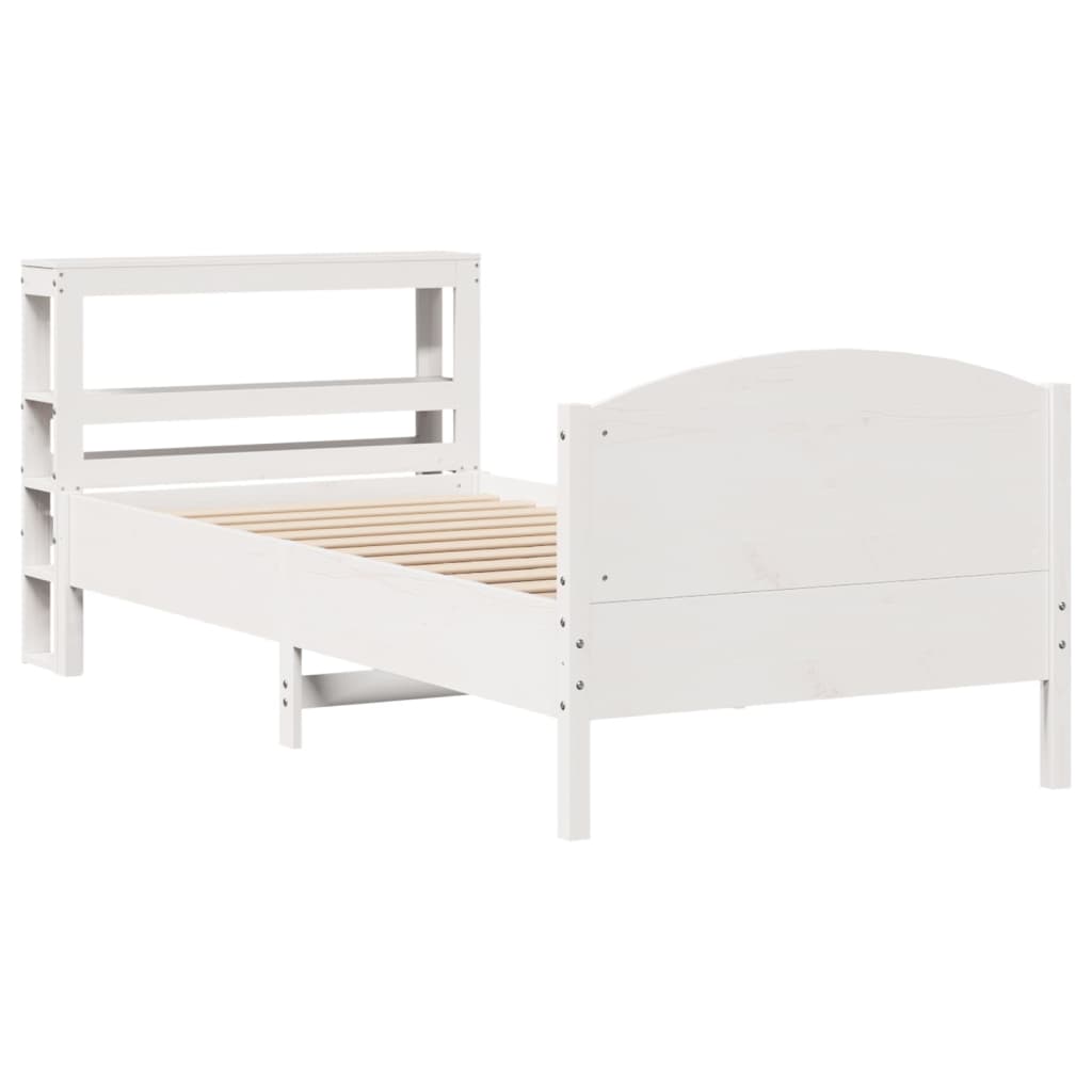 Bed Frame without Mattress White 75x190 cm Small Single Solid Wood Pine