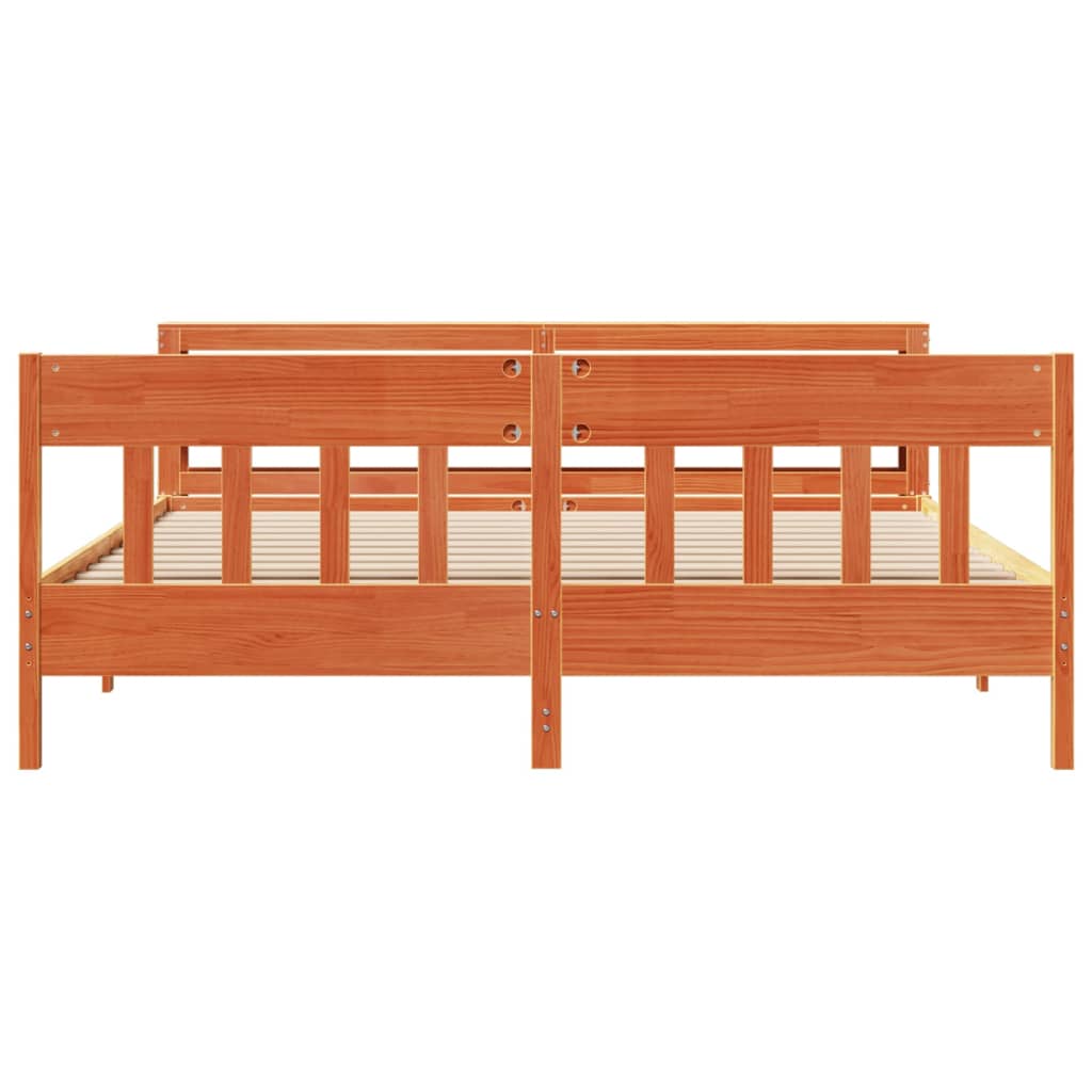 Bed Frame without Mattress Wax Brown 200x200 cm Solid Wood Pine