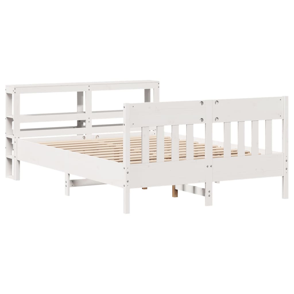 Bed Frame without Mattress White 160x200 cm Solid Wood Pine