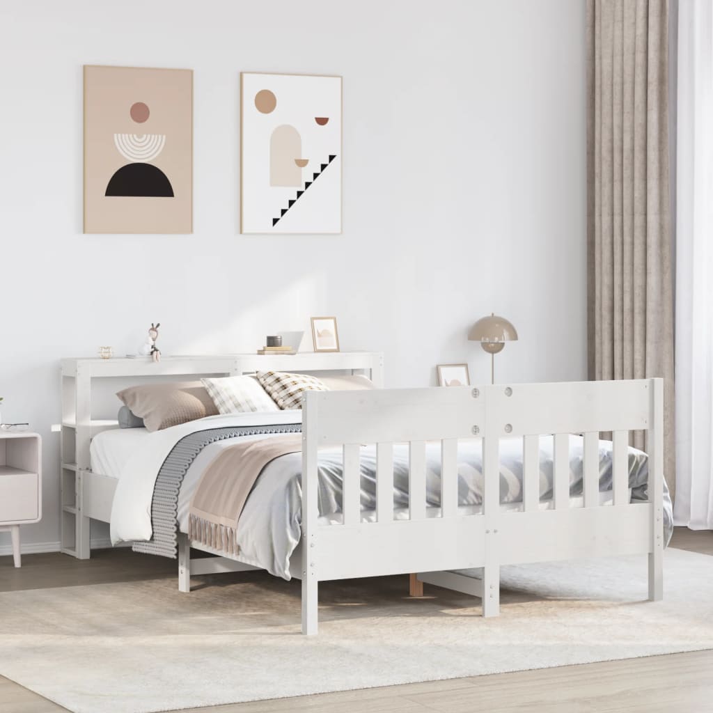 Bed Frame without Mattress White 160x200 cm Solid Wood Pine