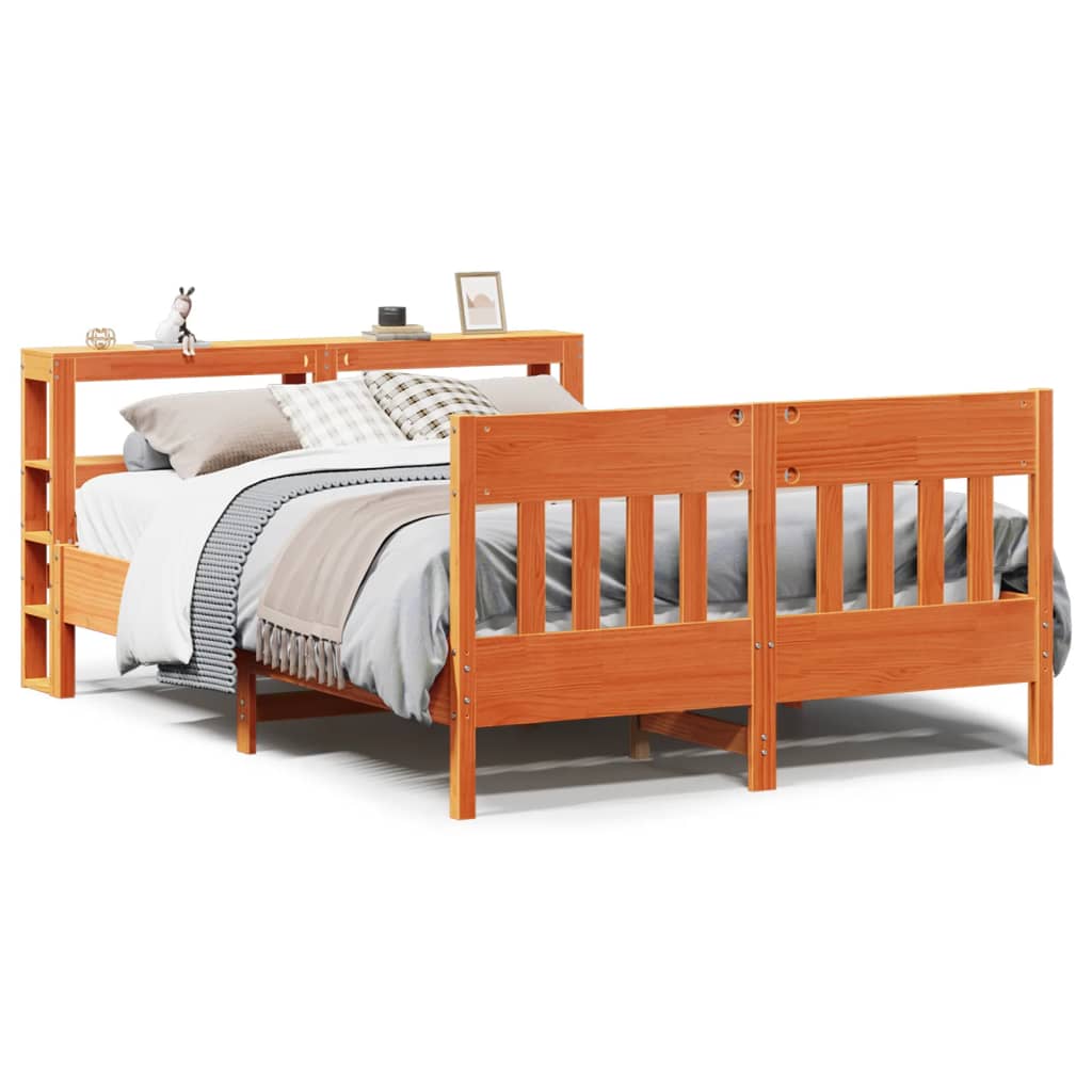 Bed Frame without Mattress Wax Brown 160x200 cm Solid Wood Pine