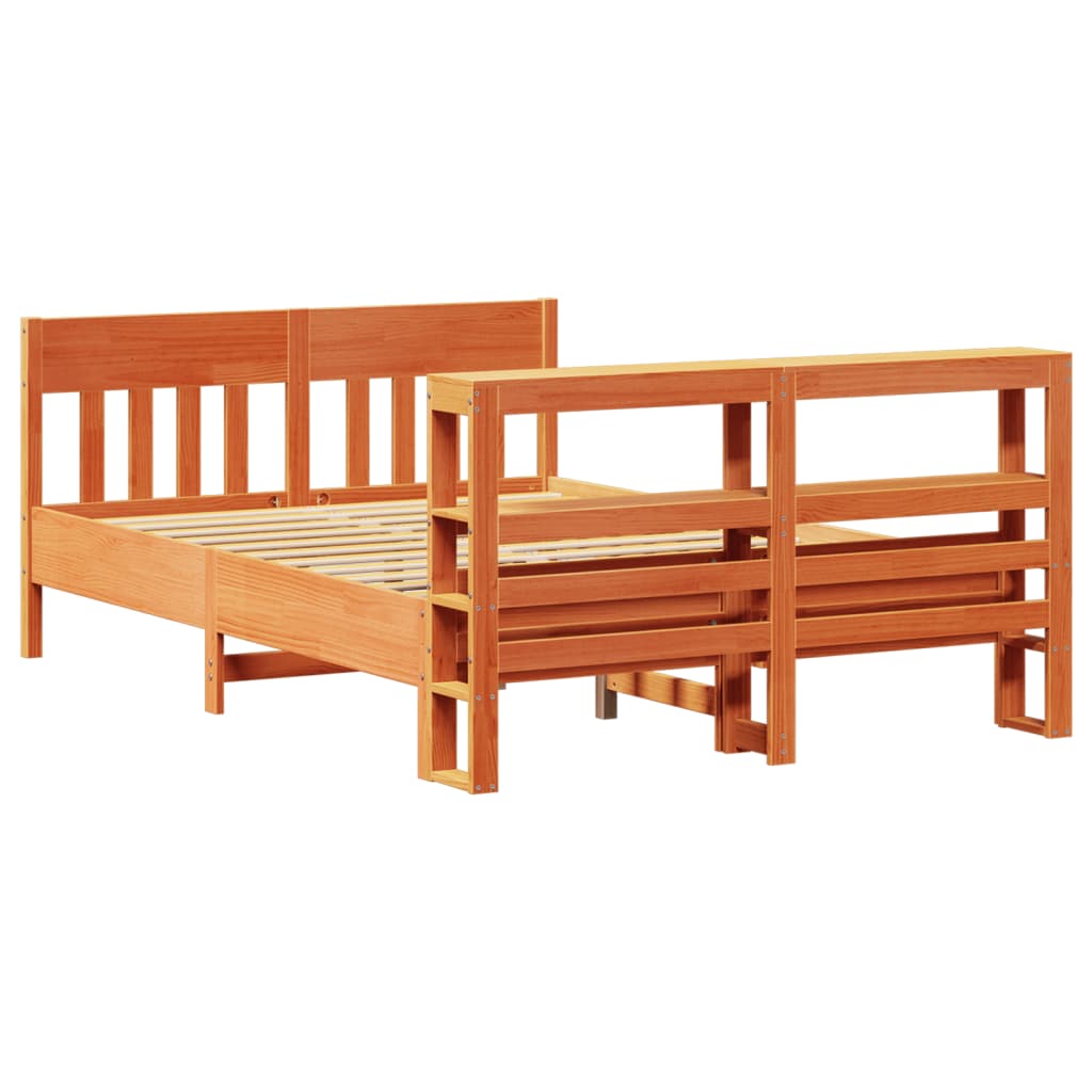 Bed Frame without Mattress Wax Brown 160x200 cm Solid Wood Pine
