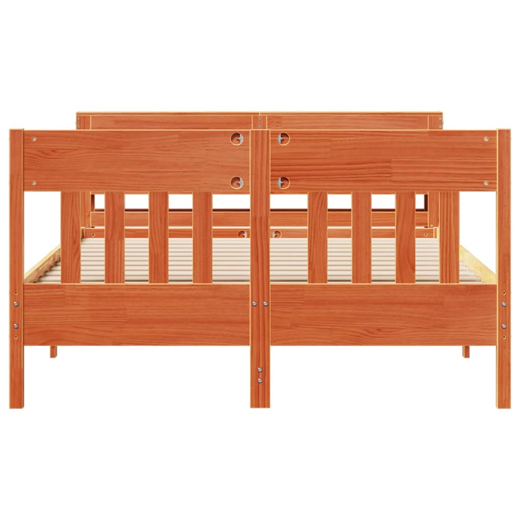 Bed Frame without Mattress Wax Brown 150x200 cm King Size Solid Wood Pine