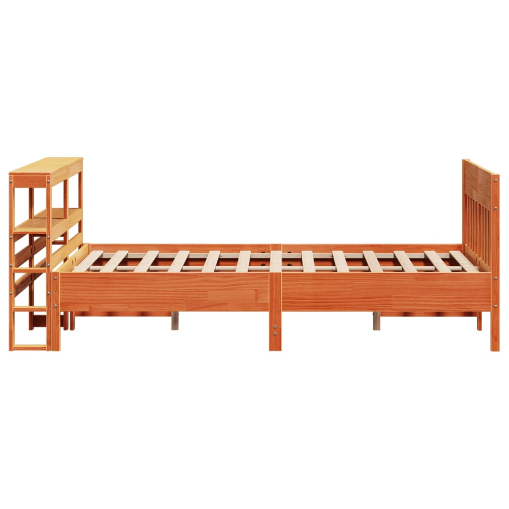 Bed Frame without Mattress Wax Brown 150x200 cm King Size Solid Wood Pine