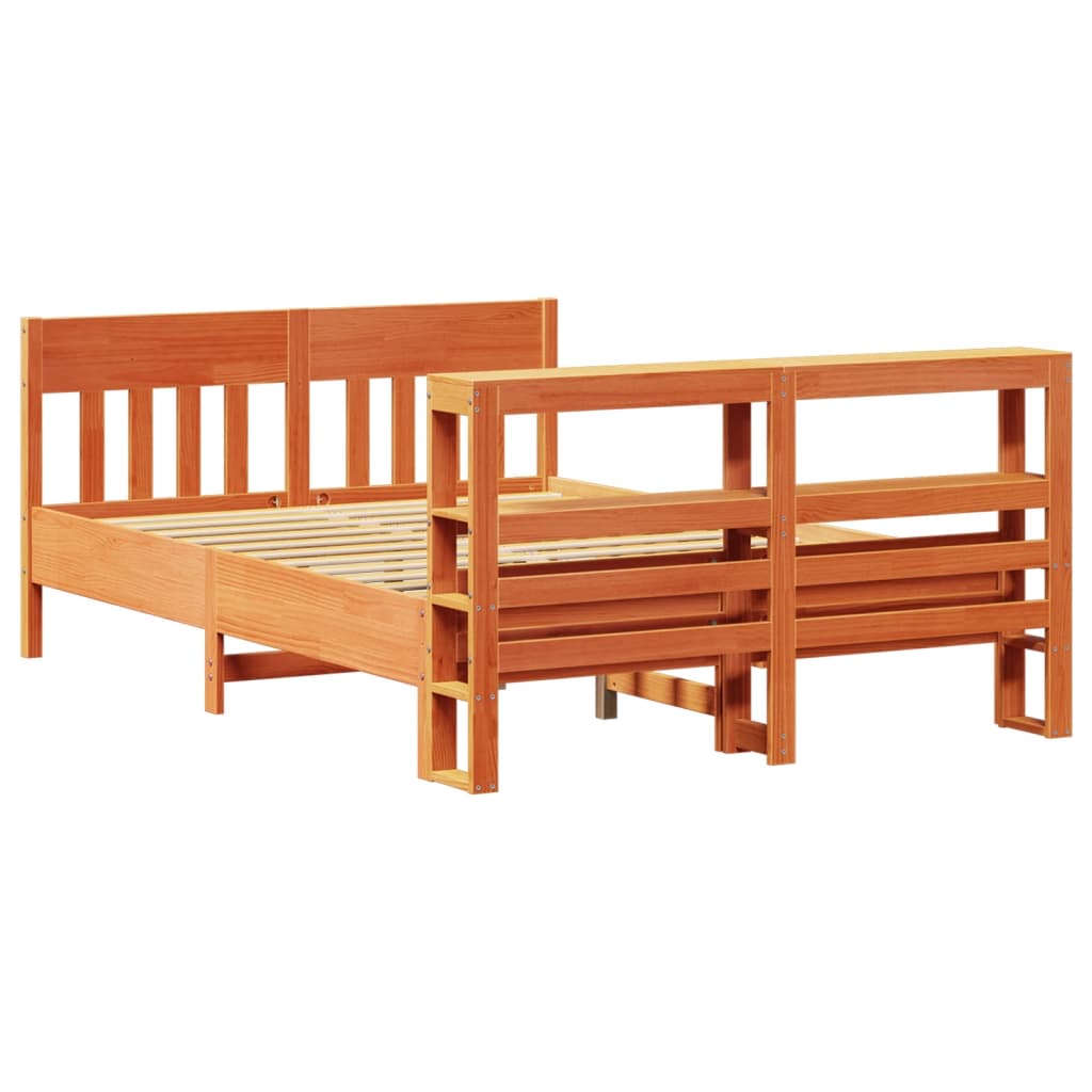 Bed Frame without Mattress Wax Brown 150x200 cm King Size Solid Wood Pine