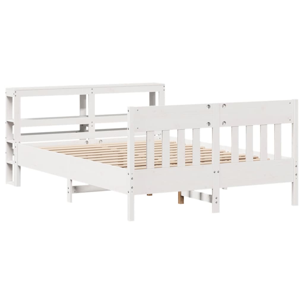 Bed Frame without Mattress White 140x200 cm Solid Wood Pine