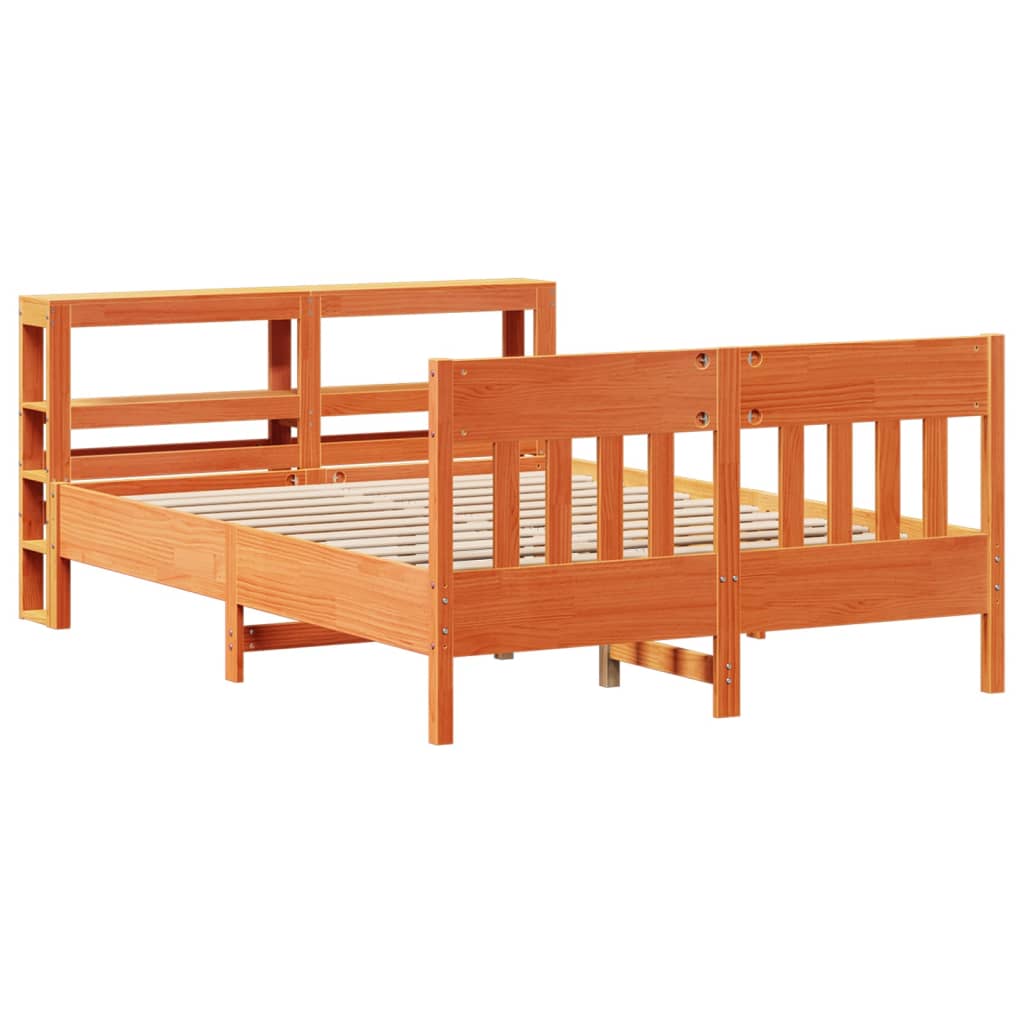 Bed Frame without Mattress Wax Brown 120x200 cm Solid Wood Pine