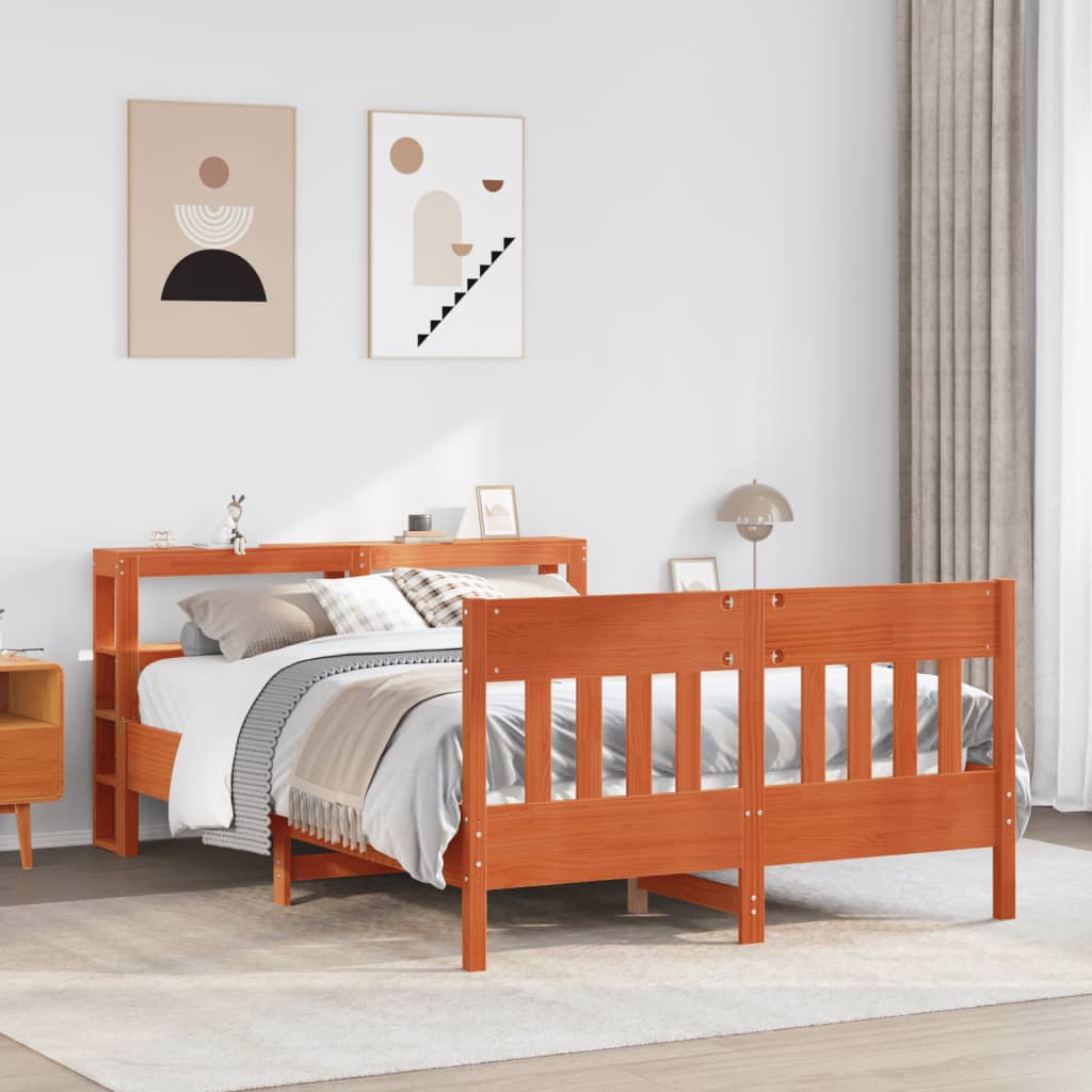 Bed Frame without Mattress Wax Brown 120x200 cm Solid Wood Pine
