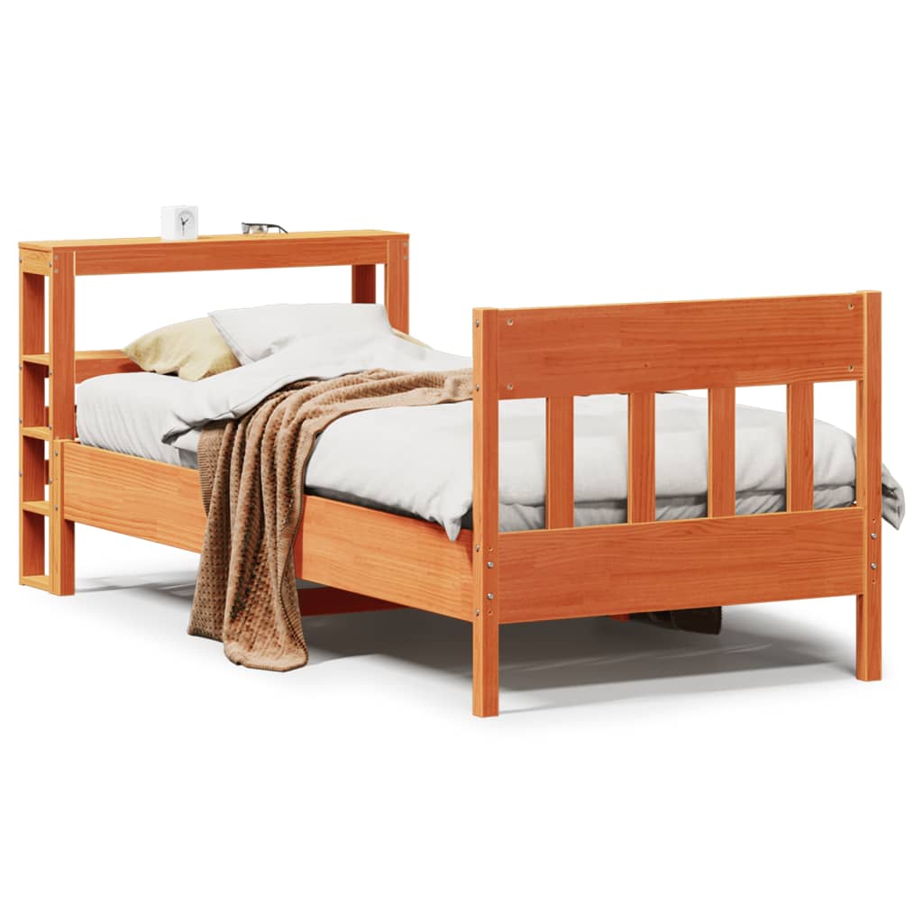 Bed Frame without Mattress Wax Brown 100x200 cm Solid Wood Pine