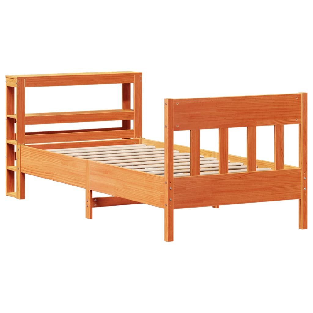 Bed Frame without Mattress Wax Brown 100x200 cm Solid Wood Pine