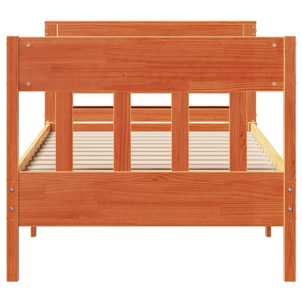 Bed Frame without Mattress Wax Brown 100x200 cm Solid Wood Pine