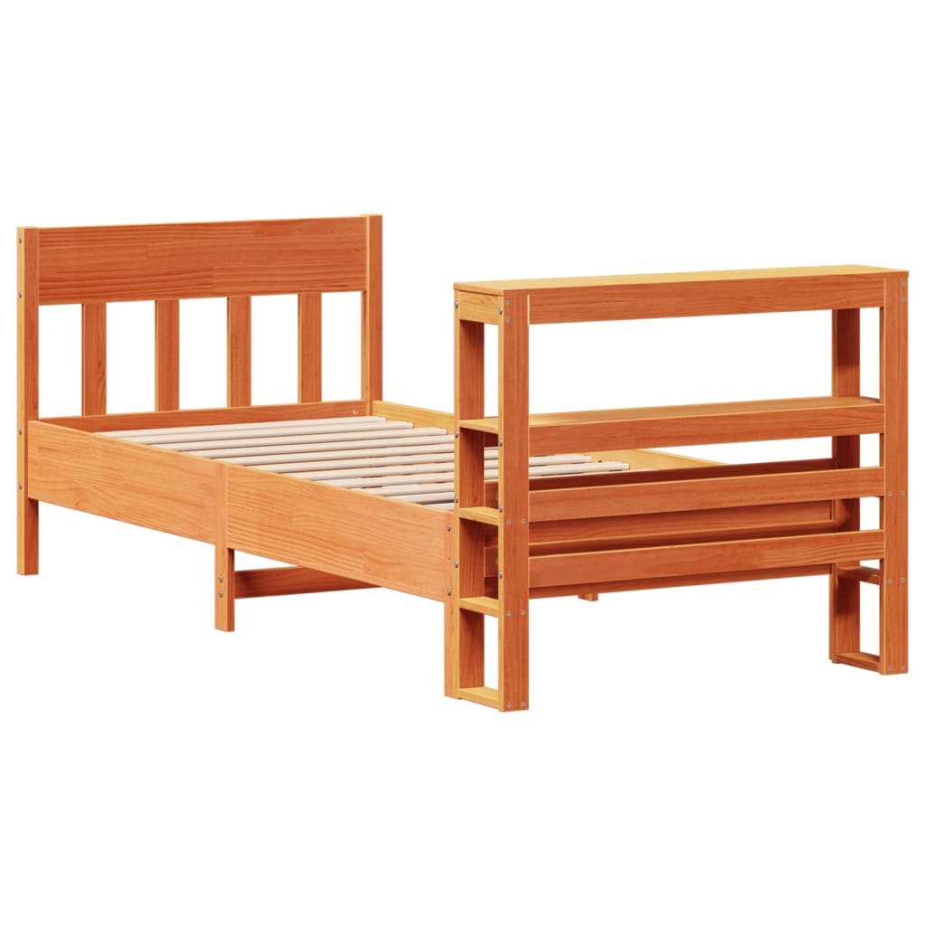 Bed Frame without Mattress Wax Brown 100x200 cm Solid Wood Pine