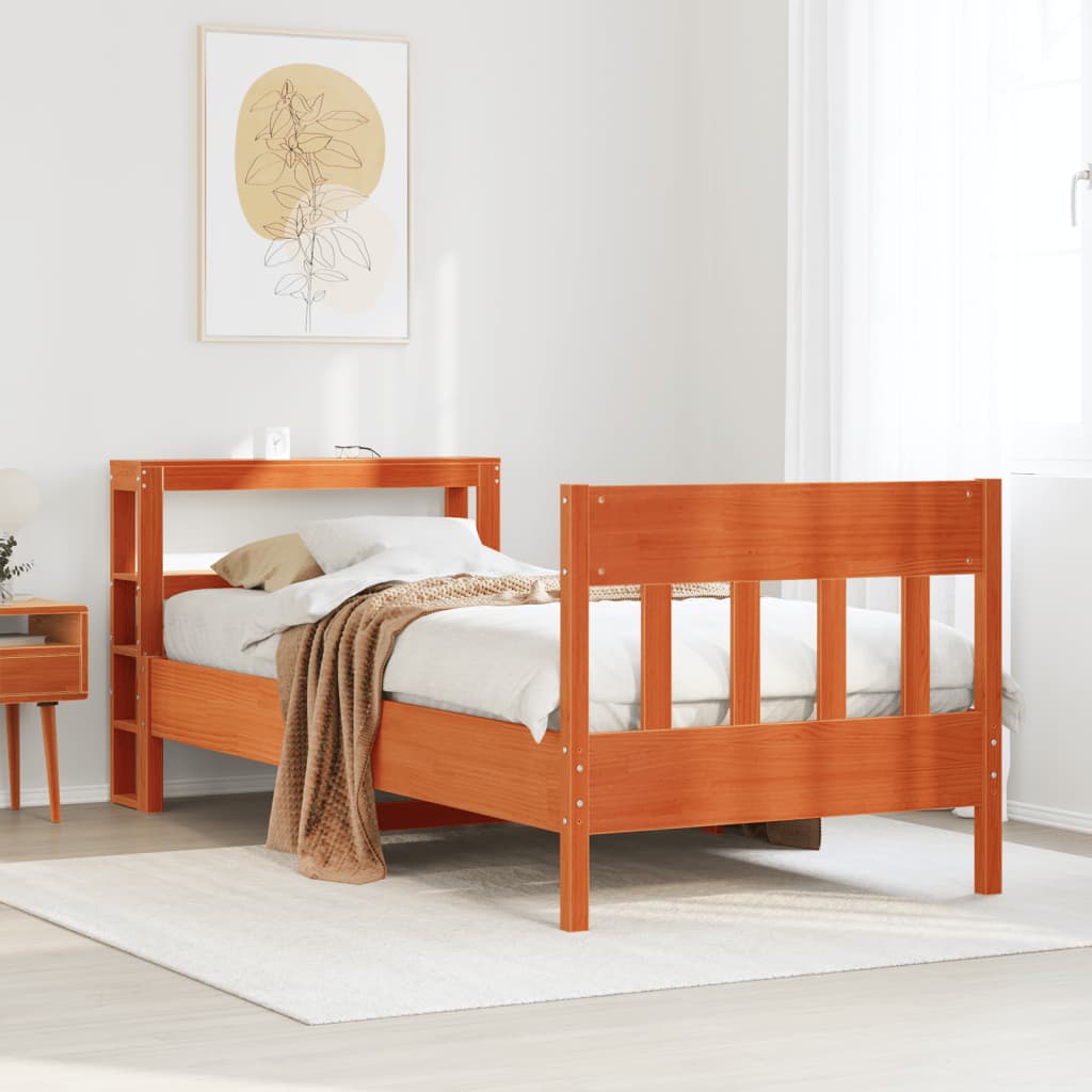 Bed Frame without Mattress Wax Brown 100x200 cm Solid Wood Pine