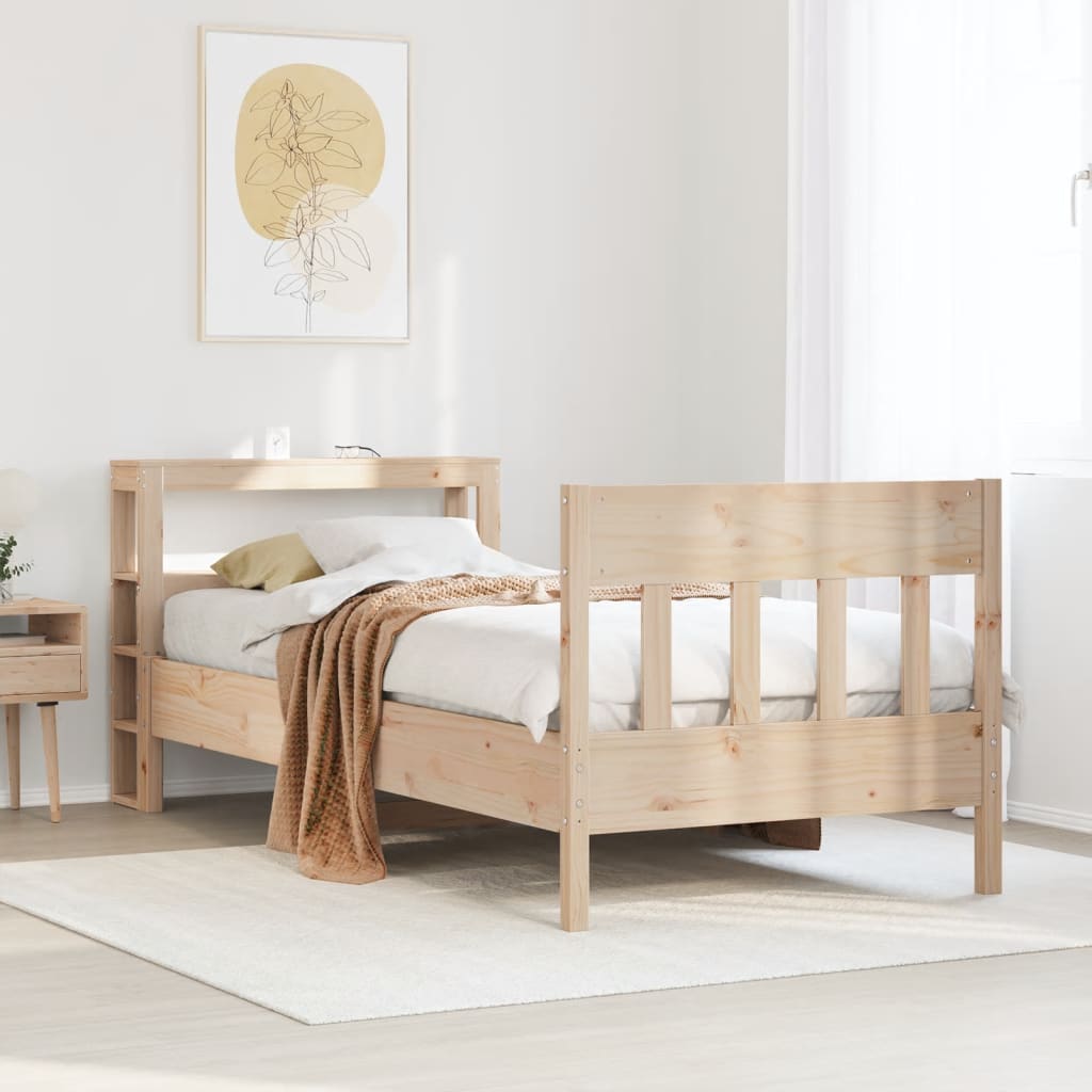 Bed Frame without Mattress 75x190 cm Small Single Solid Wood Pine
