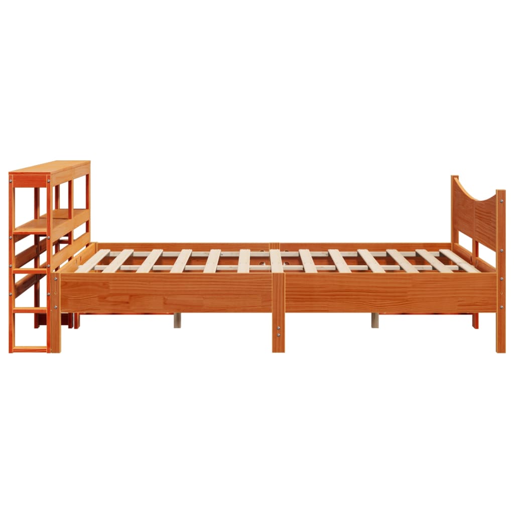 Bed Frame with Headboard Wax Brown 140x200 cm Solid Wood Pine