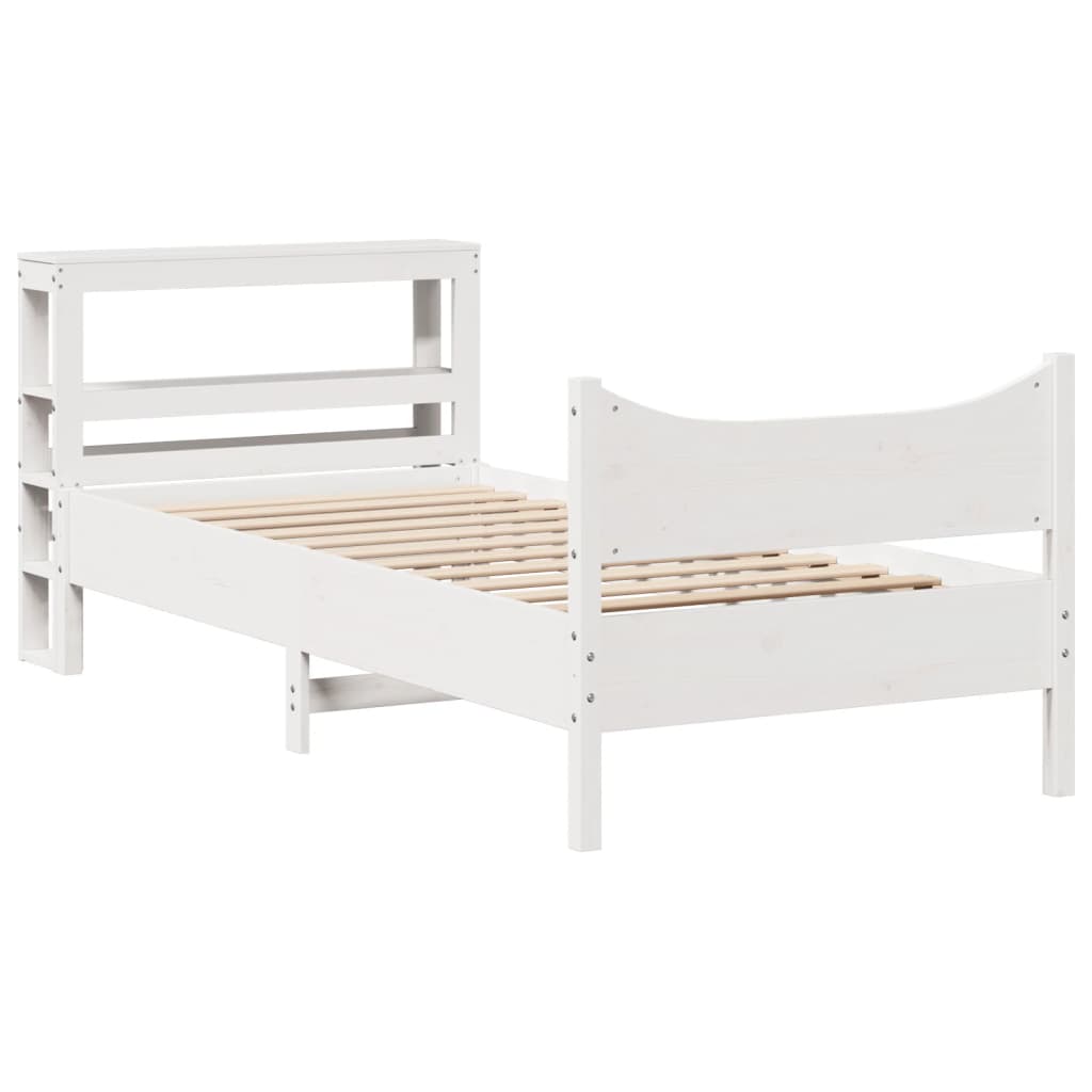 Bed Frame with Headboard White 90x200 cm Solid Wood Pine