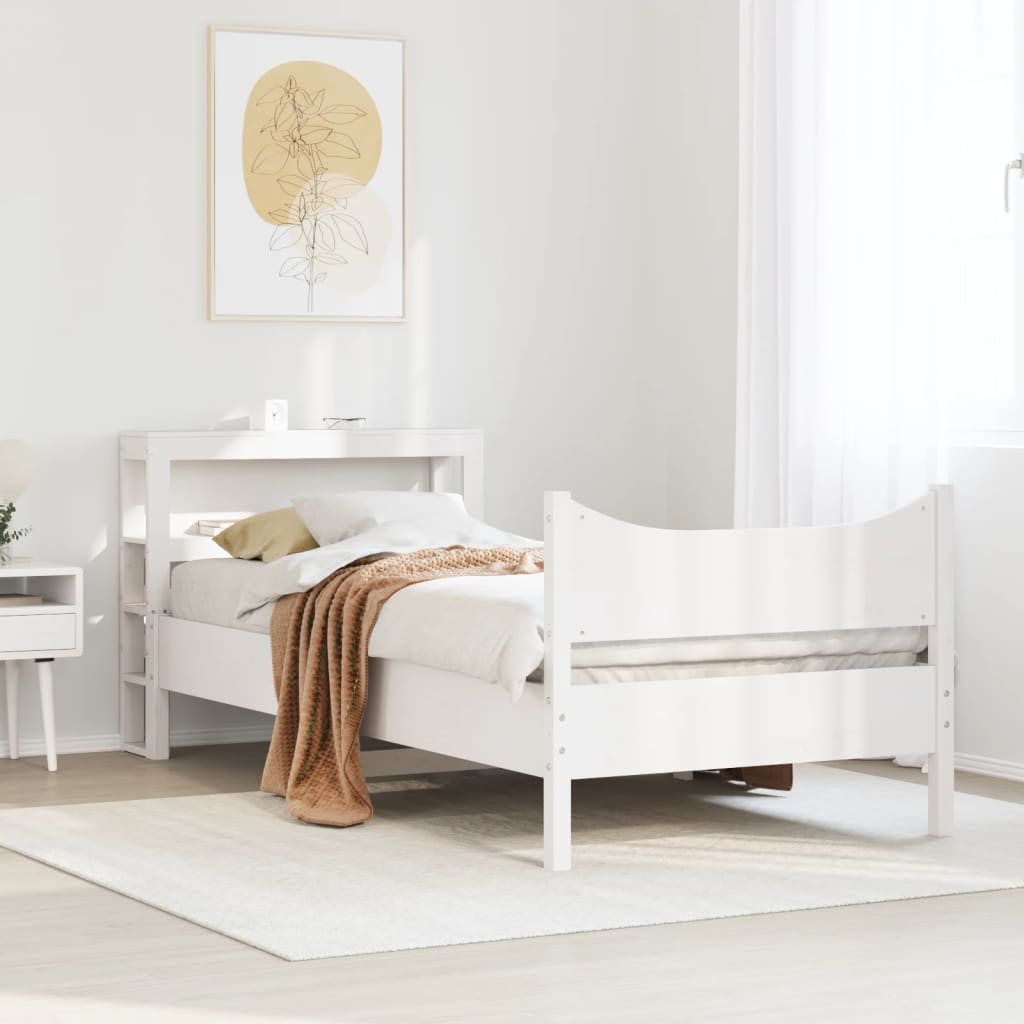 Bed Frame with Headboard White 90x200 cm Solid Wood Pine