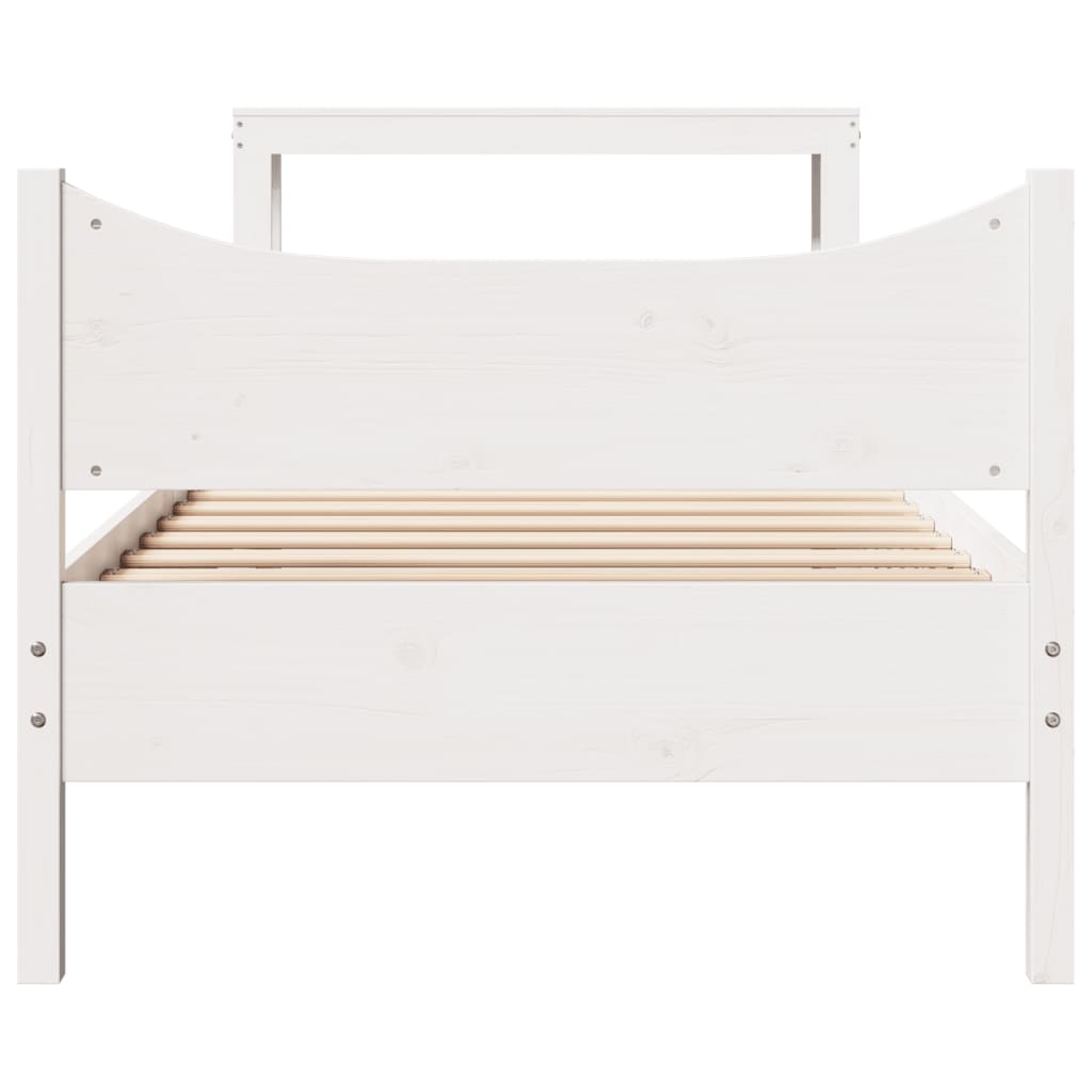 Bed Frame with Headboard White 90x200 cm Solid Wood Pine
