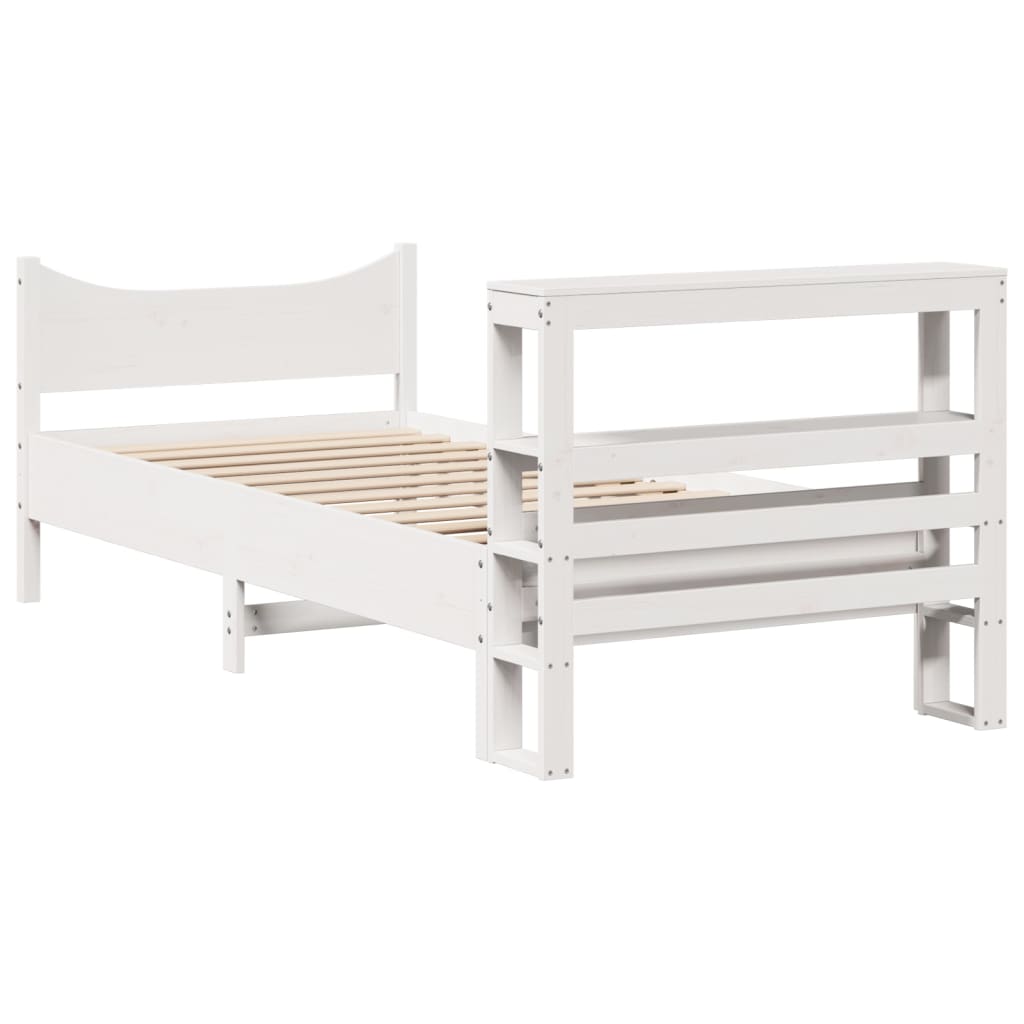 Bed Frame with Headboard White 90x200 cm Solid Wood Pine