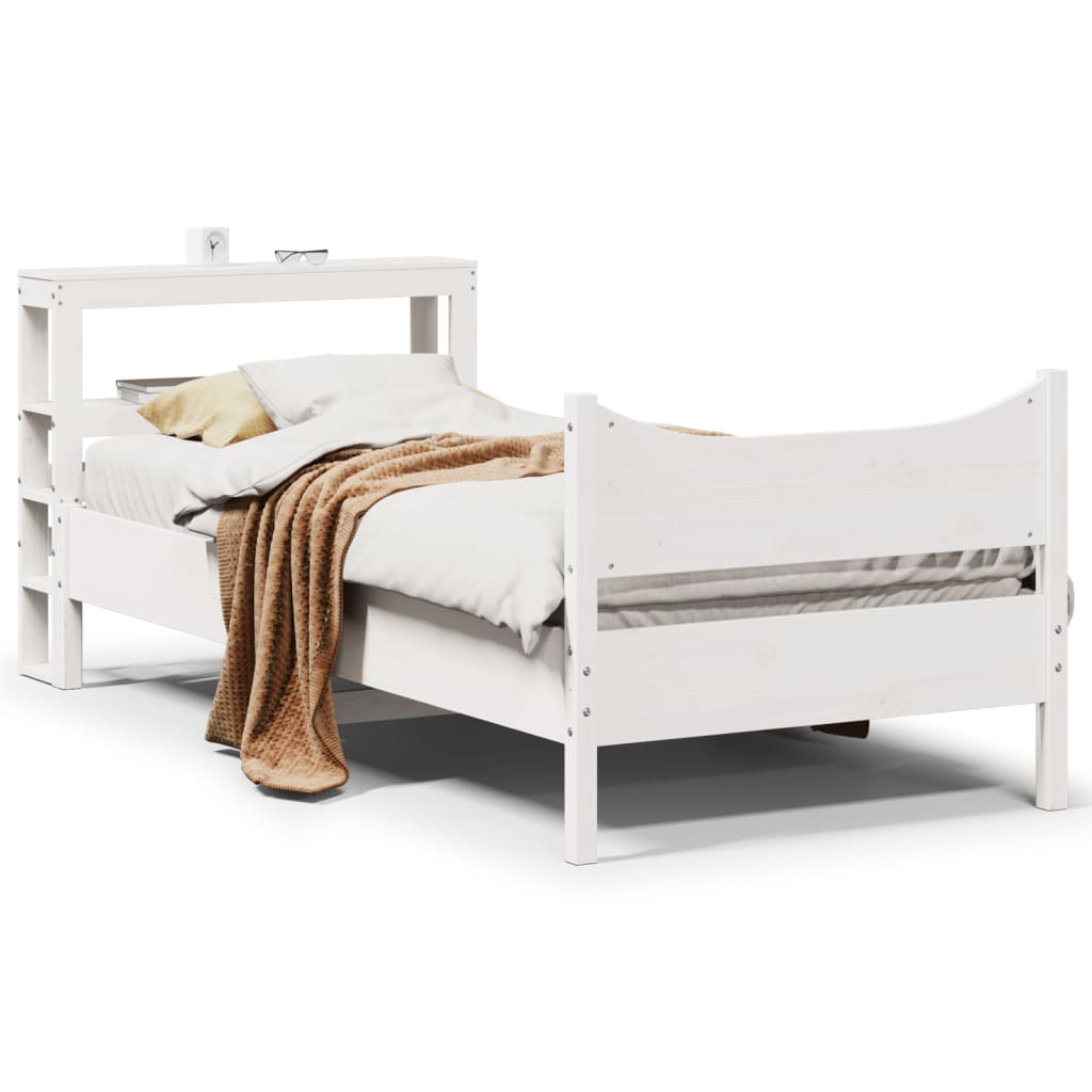 Bed Frame with Headboard White 90x200 cm Solid Wood Pine