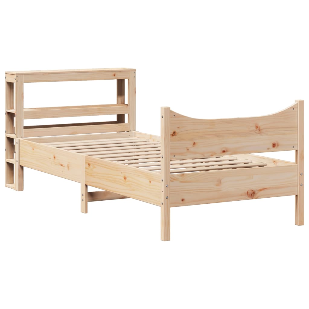 Bed Frame with Headboard 75x190 cm Small Single Solid Wood Pine