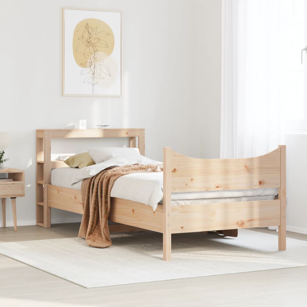 Bed Frame with Headboard 75x190 cm Small Single Solid Wood Pine