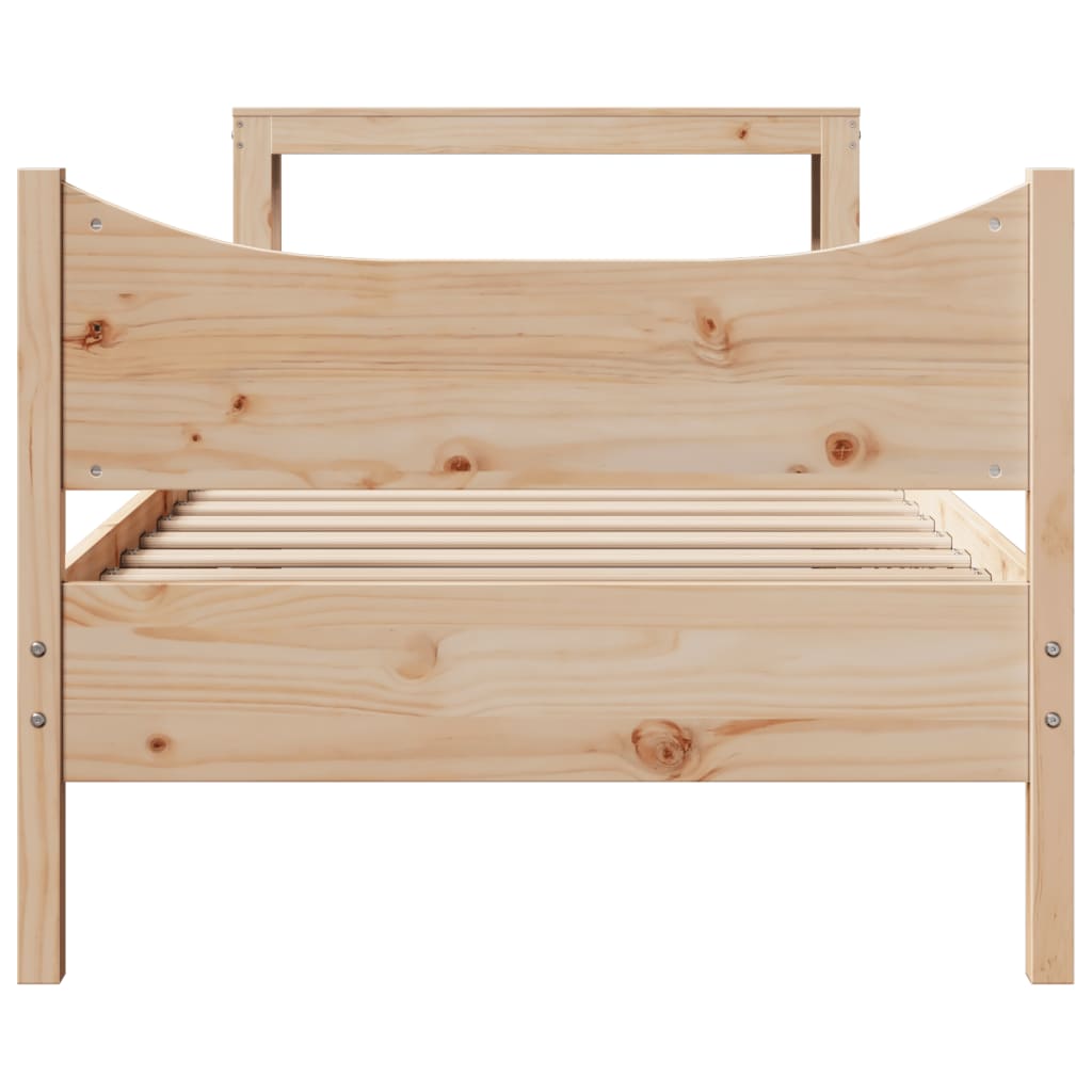 Bed Frame with Headboard 75x190 cm Small Single Solid Wood Pine