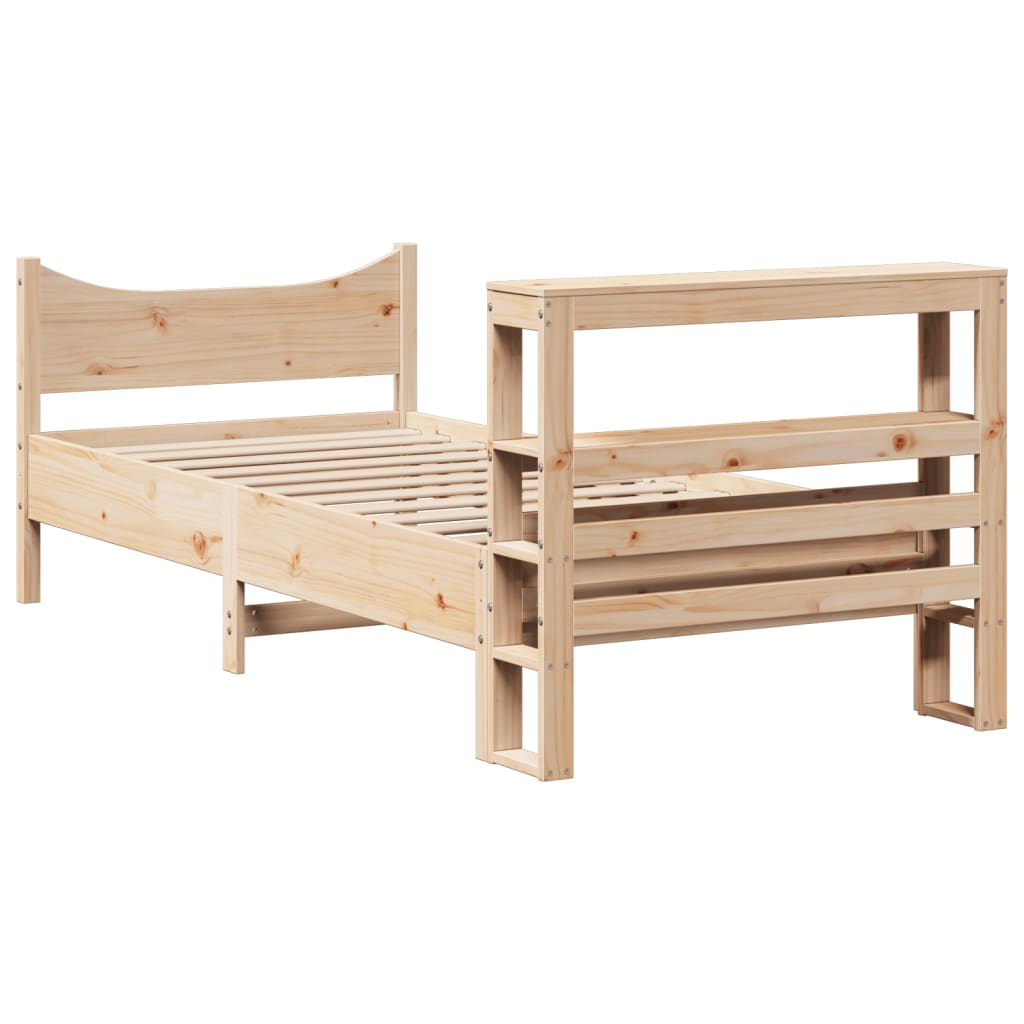 Bed Frame with Headboard 75x190 cm Small Single Solid Wood Pine