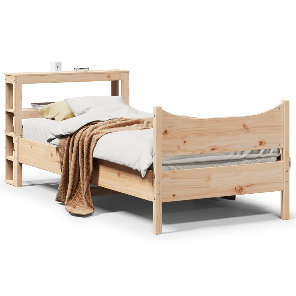 Bed Frame with Headboard 75x190 cm Small Single Solid Wood Pine