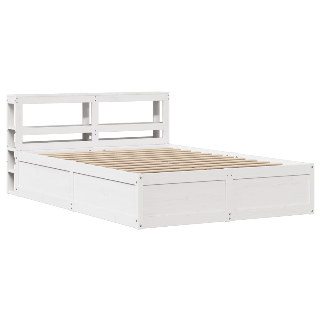 Bed Frame with Headboard White 120x200 cm Solid Wood Pine