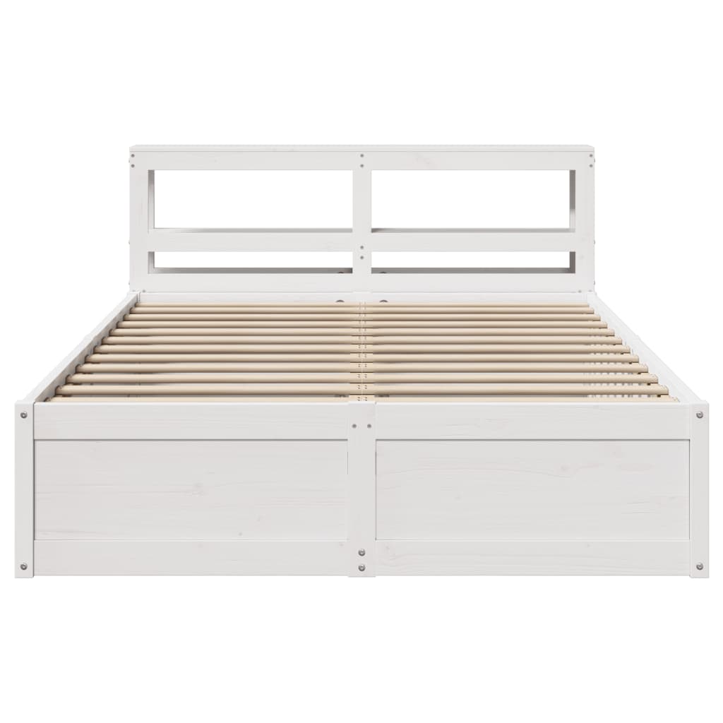 Bed Frame with Headboard White 120x200 cm Solid Wood Pine