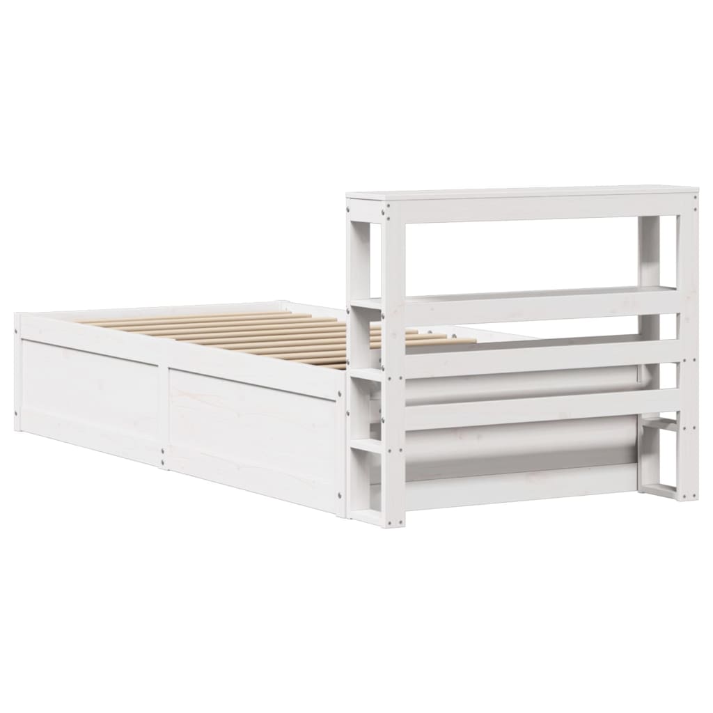 Bed Frame with Headboard White 90x200 cm Solid Wood Pine