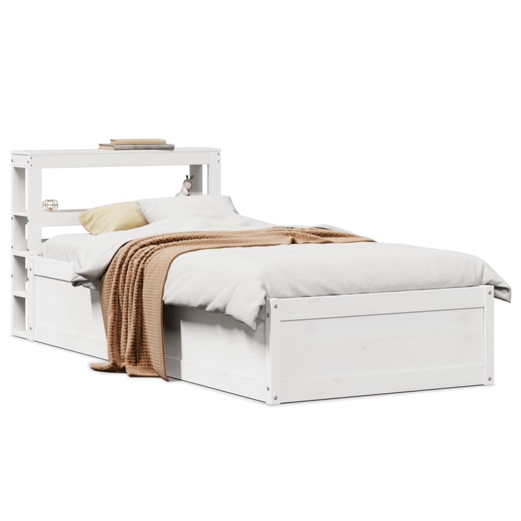 Bed Frame with Headboard White 90x200 cm Solid Wood Pine