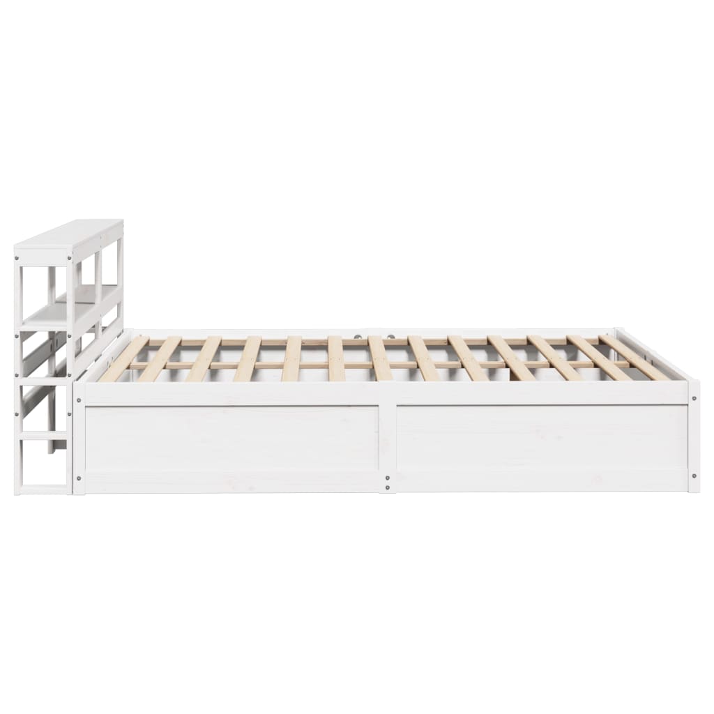 Bed Frame with Headboard White 135x190 cm Double Solid Wood Pine