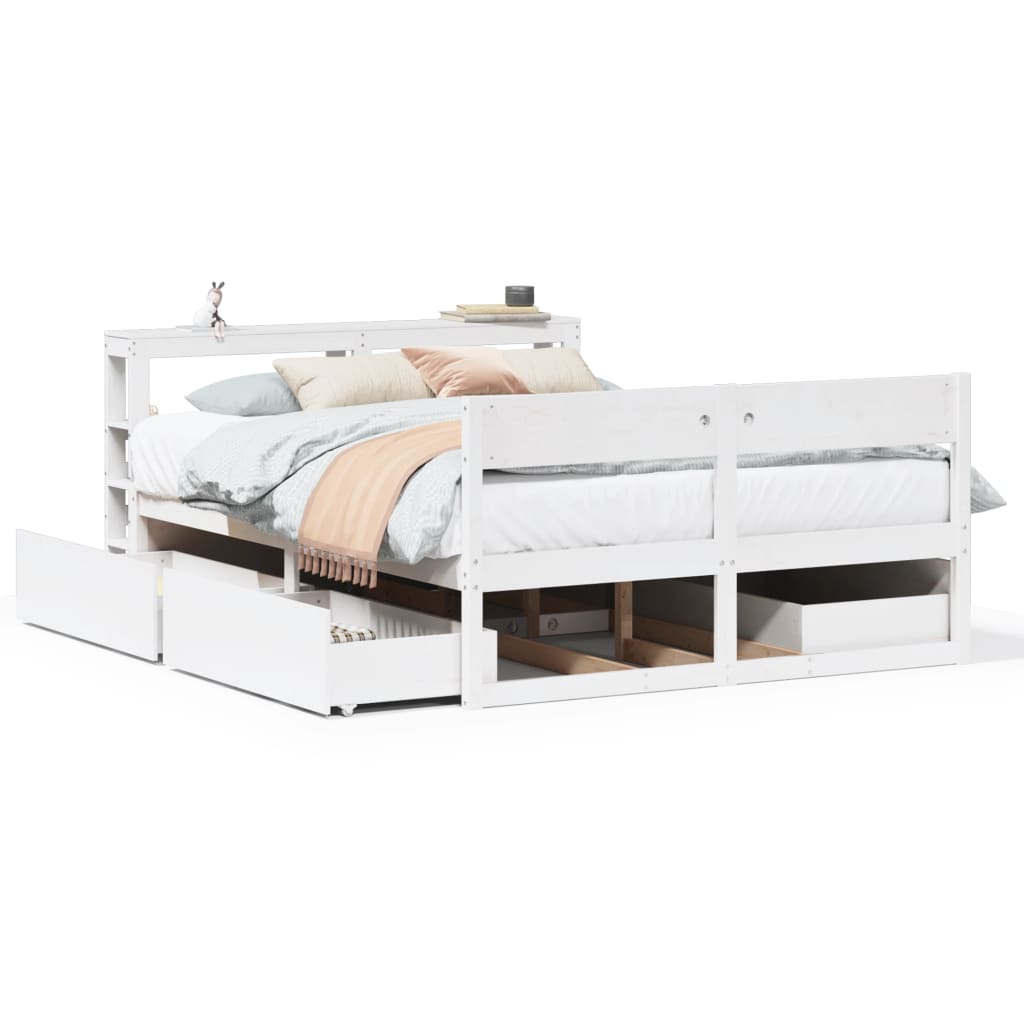 Bed Frame without Mattress White 160x200 cm Solid Wood Pine