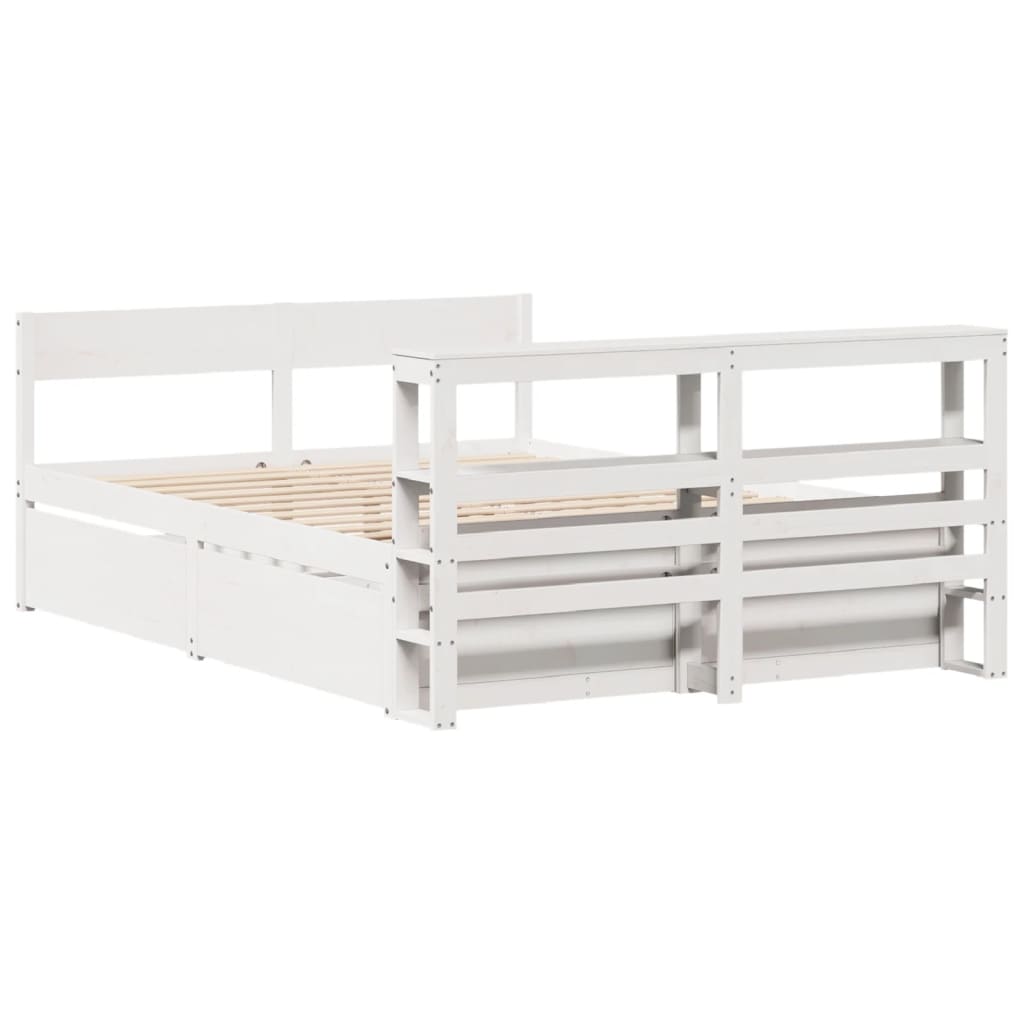 Bed Frame without Mattress White 160x200 cm Solid Wood Pine