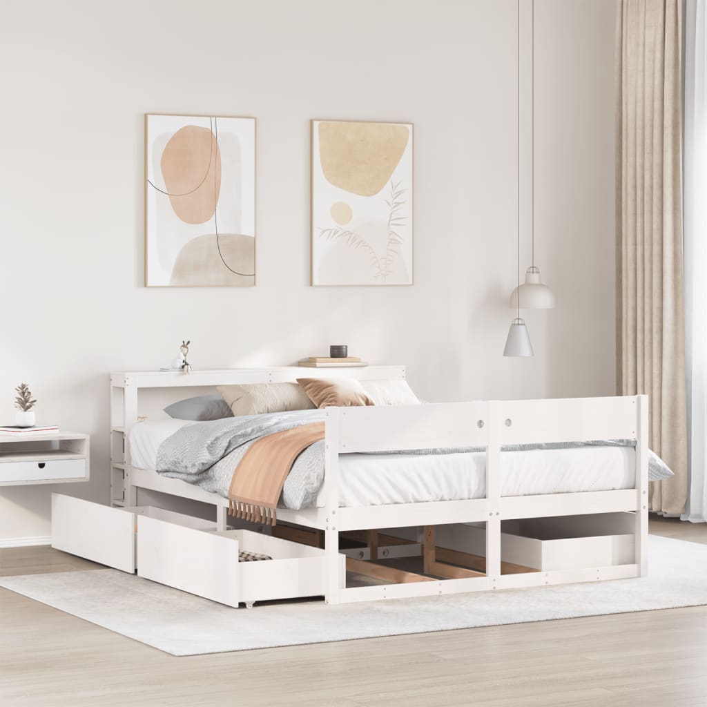 Bed Frame without Mattress White 160x200 cm Solid Wood Pine