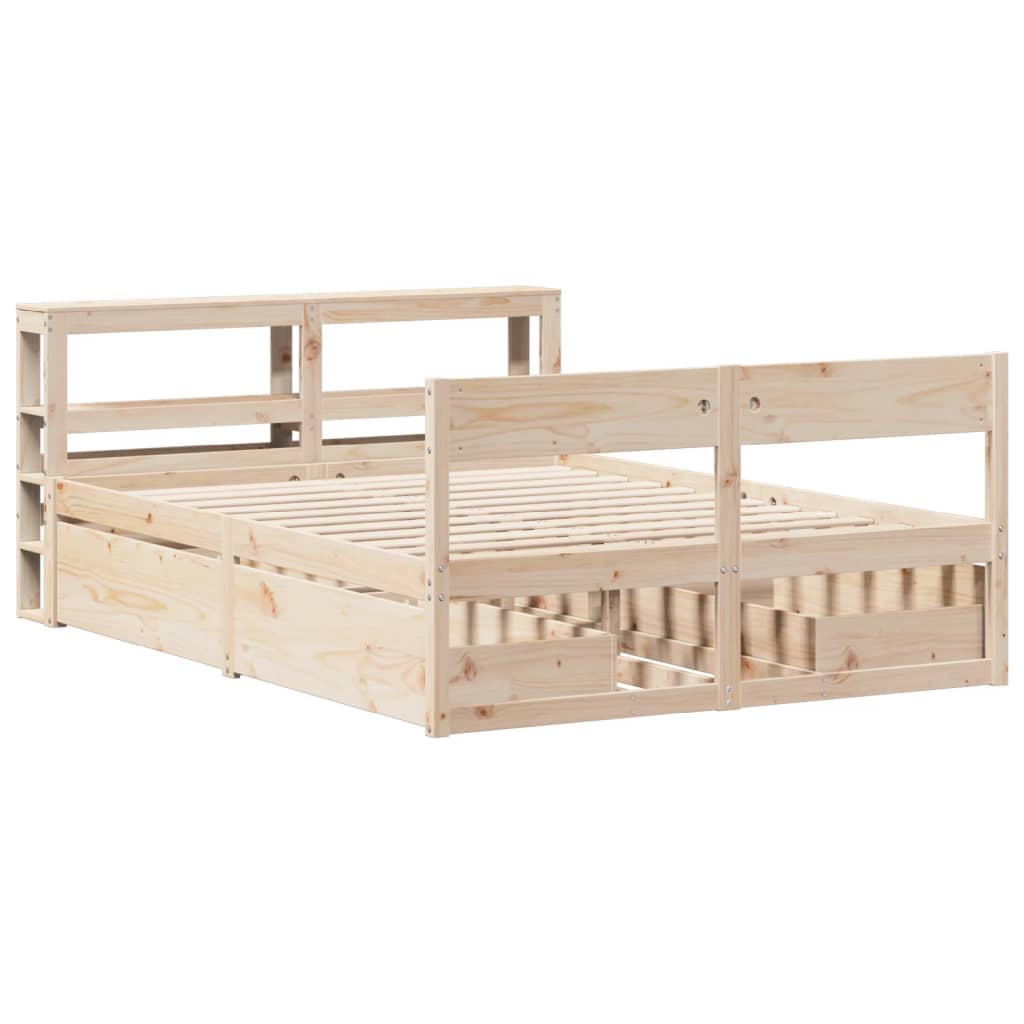 Bed Frame without Mattress 140x200 cm Solid Wood Pine