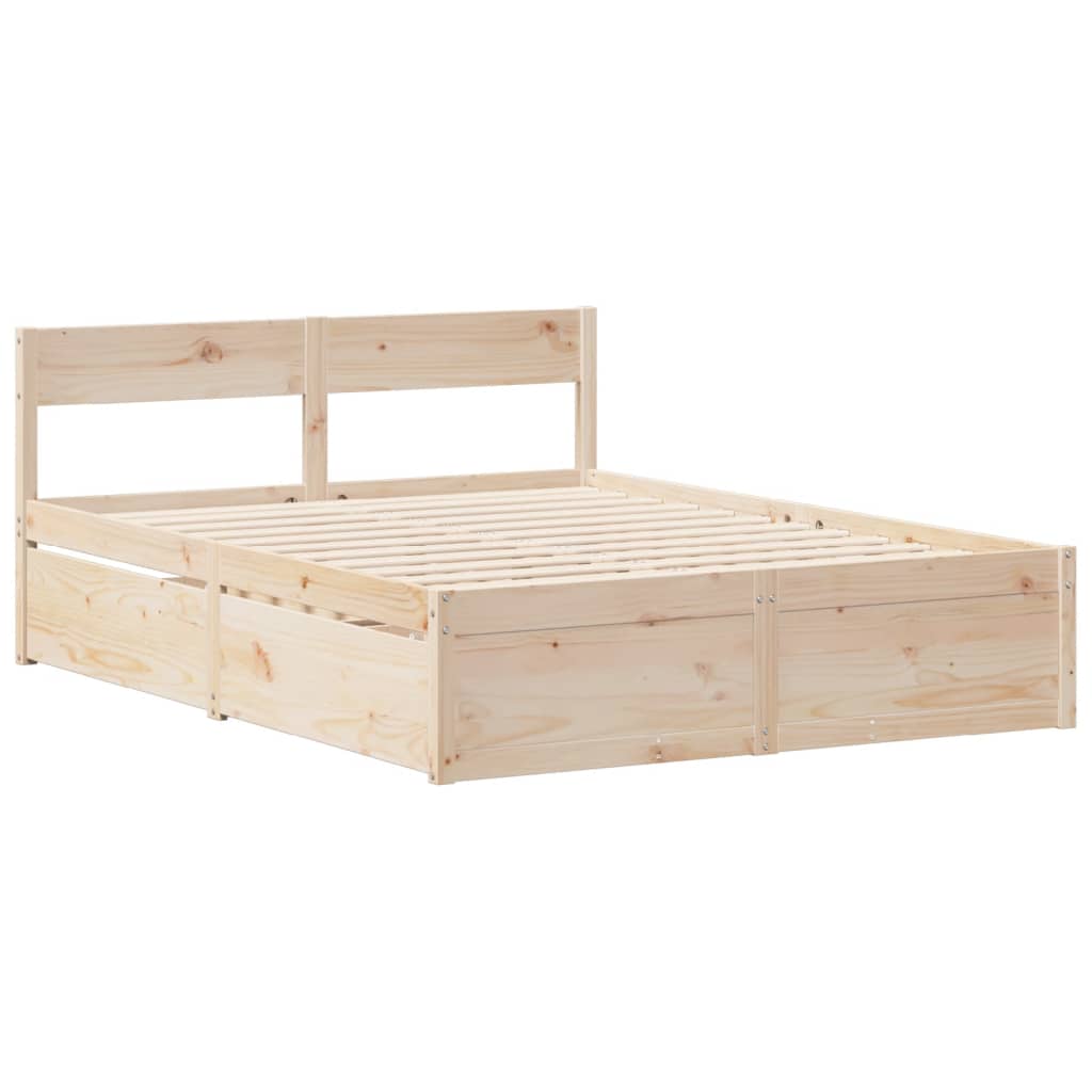 Bed Frame without Mattress 140x200 cm Solid Wood Pine