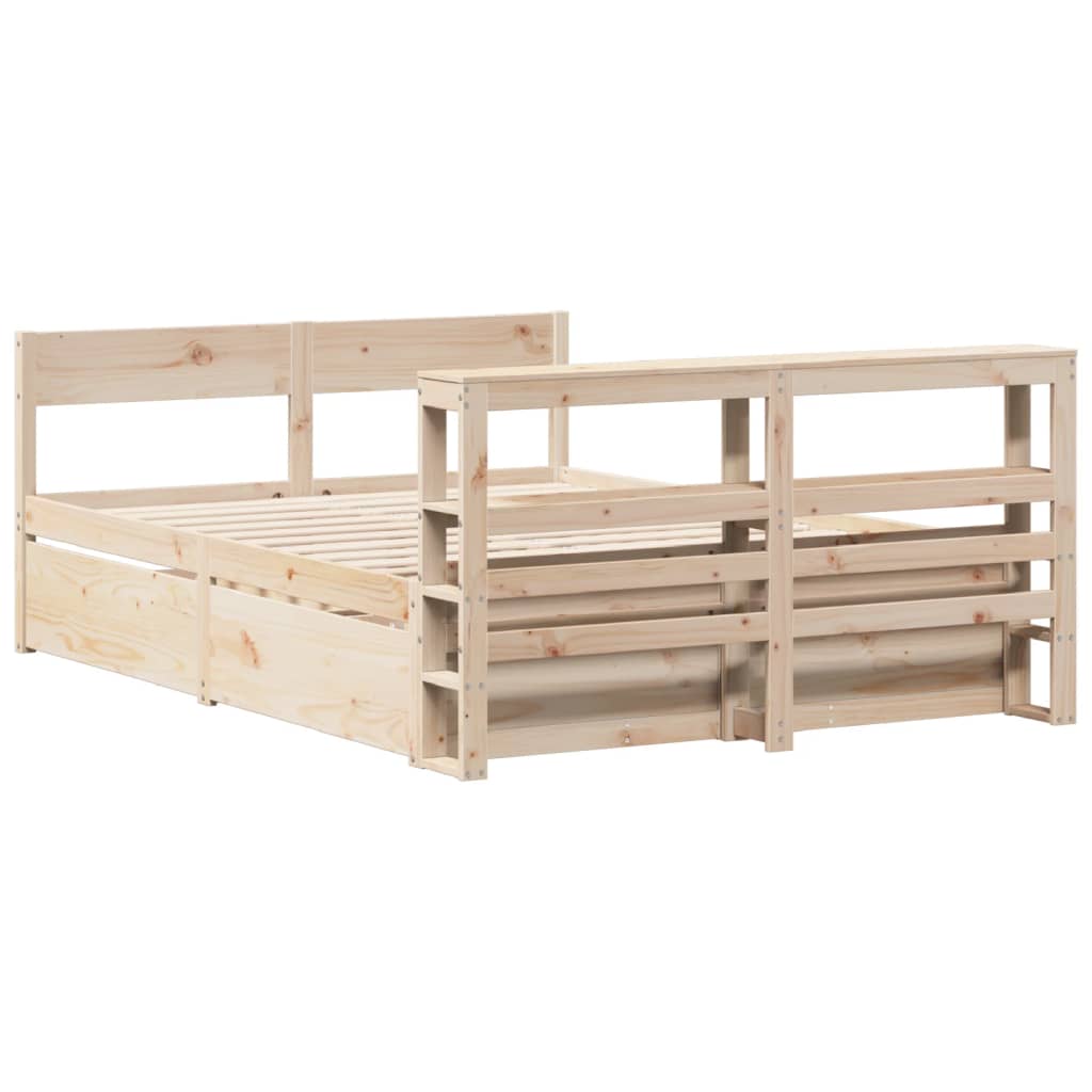 Bed Frame without Mattress 140x200 cm Solid Wood Pine
