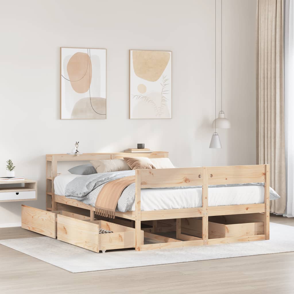 Bed Frame without Mattress 140x200 cm Solid Wood Pine