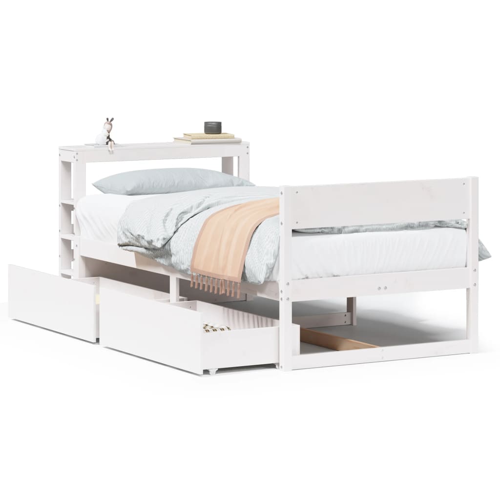 Bed Frame without Mattress White 90x200 cm Solid Wood Pine