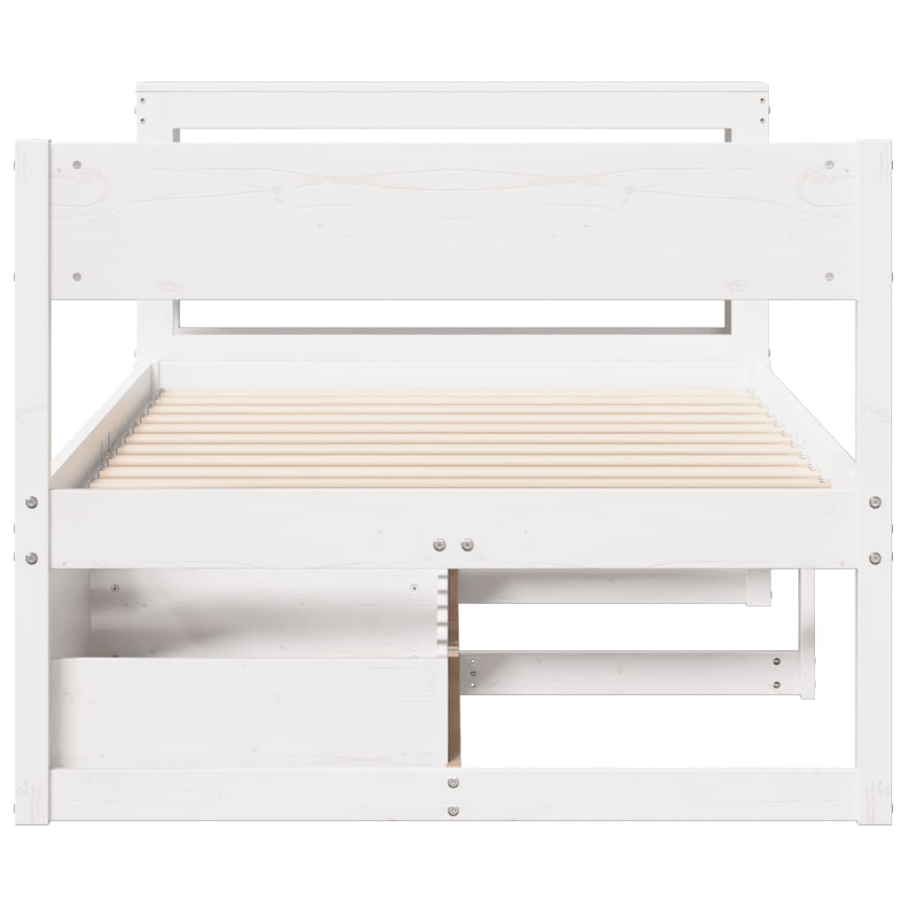 Bed Frame without Mattress White 90x200 cm Solid Wood Pine