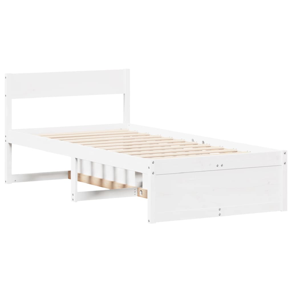 Bed Frame without Mattress White 90x200 cm Solid Wood Pine